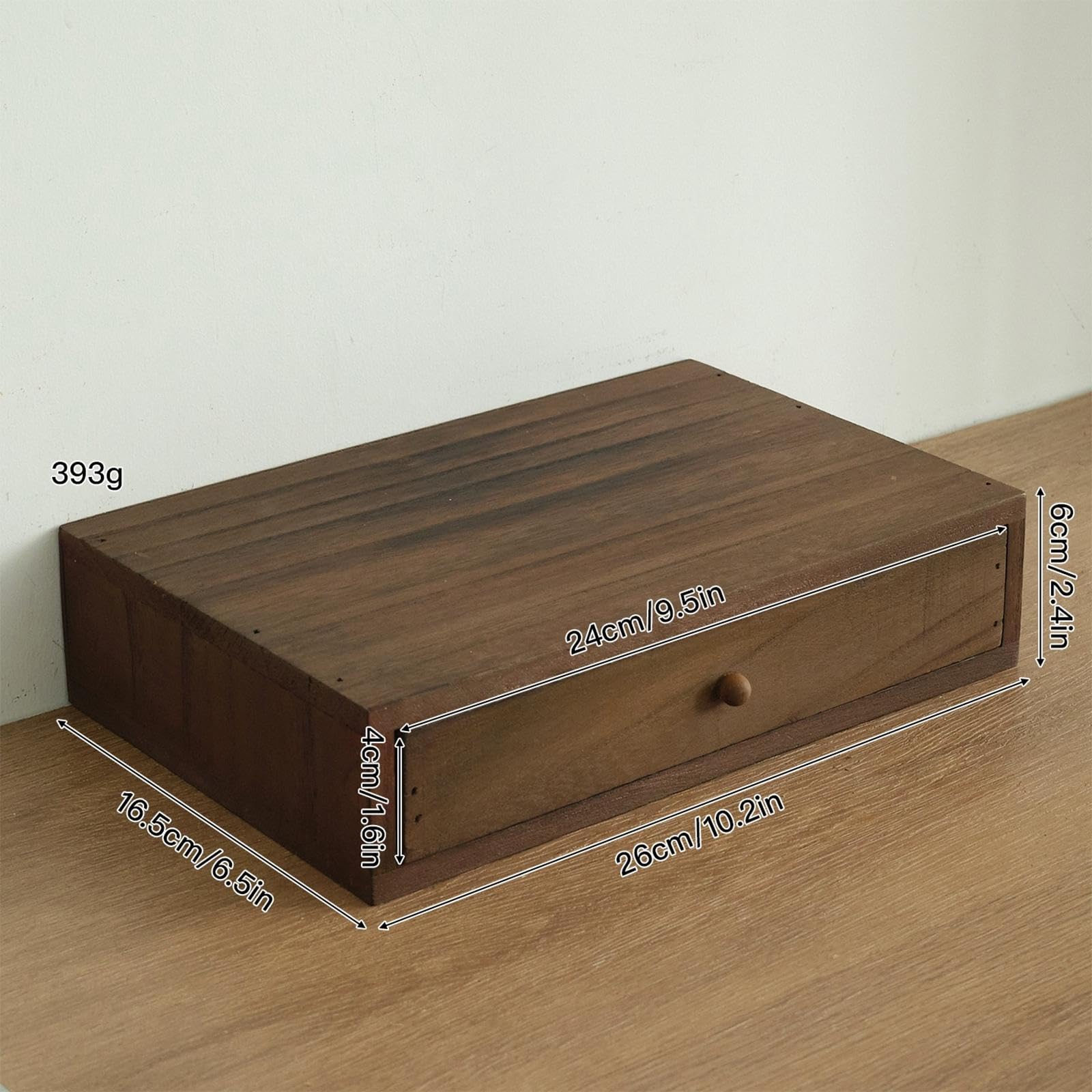 Organizzatore Da Scrivania in Legno, Multifunzionale, con Cassetto Portaoggetti, Organizer per Trucchi Estraibile, Adatto per Ufficio, Casa E Interni, 1 cassetto