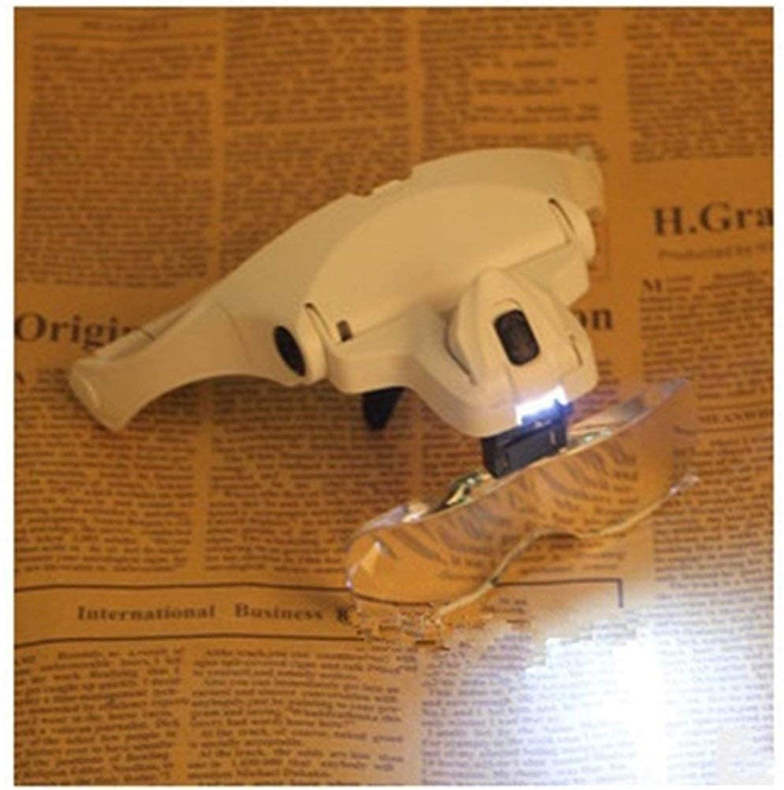 Lupa De Diadema, Lupa con Luz para La Cabeza, Lupa De Diadema con 2 Luces para Leer, Lupa para Joyería, Pasatiempos, Lectura, Lupa para Joyería, Manualidades.