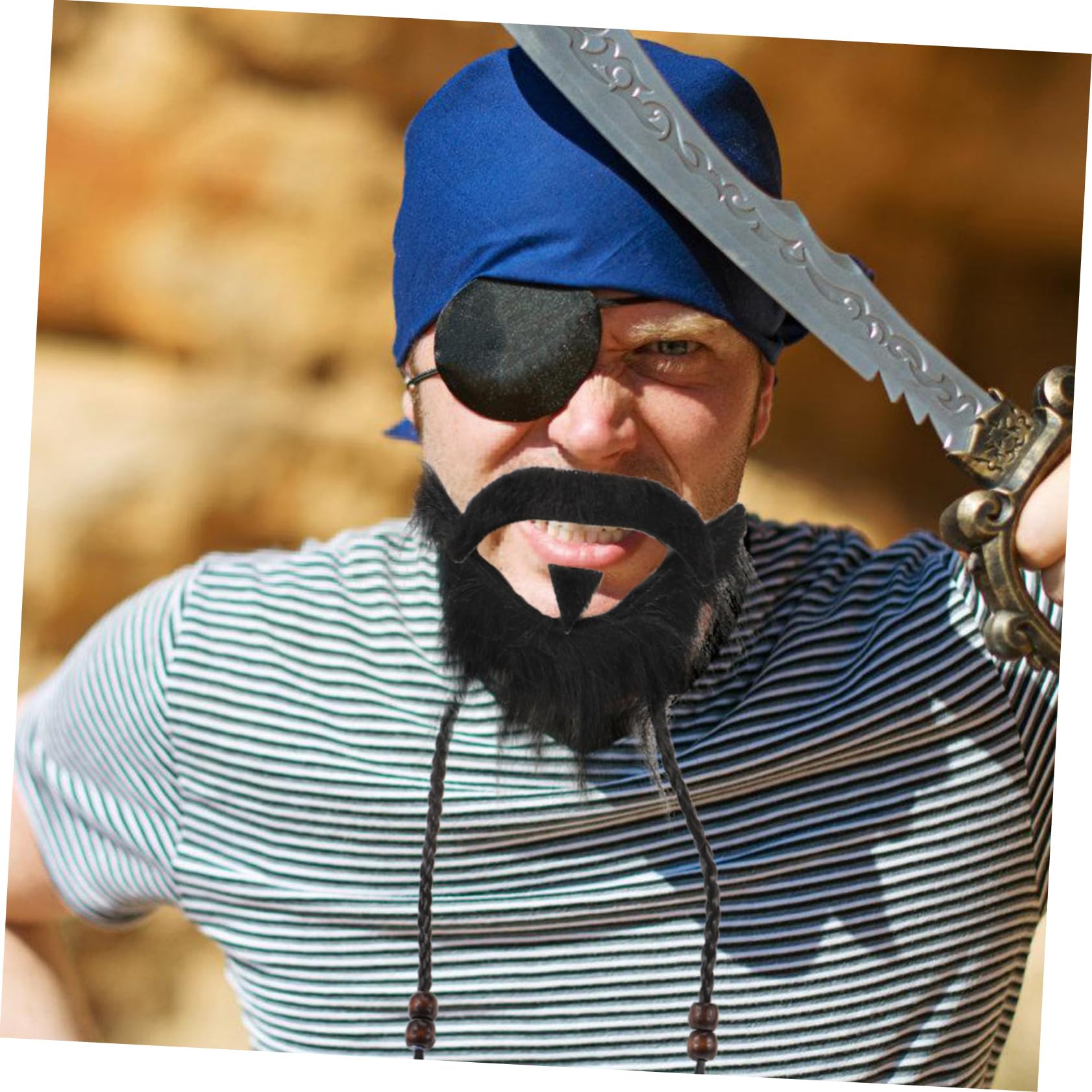 Lusofie 6PCS Fake Beards Funny Fake Mustache Adjustable Costume Beard With Elastic