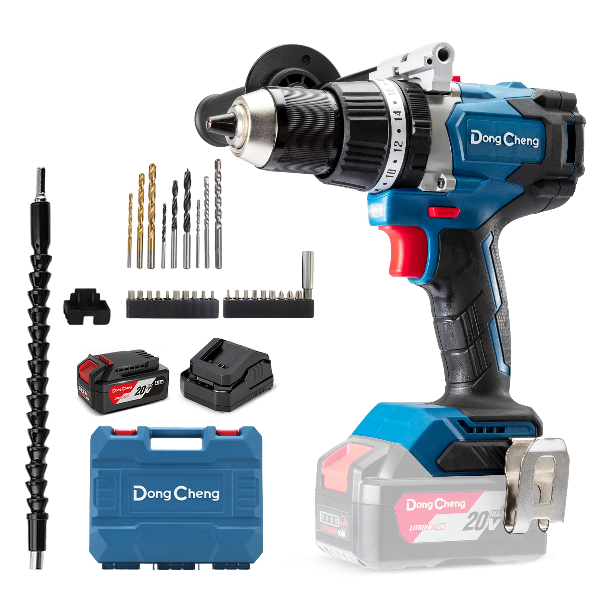 Dong Cheng 20V 120N.m Torque Cordless Brushless Hammer Drill With 4.0Ah Battery