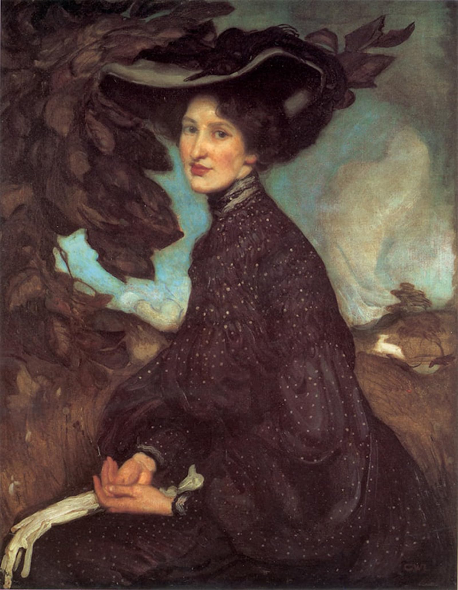 POSTERIIk Vintage Classic Picture Landscape Artwork Miss Thea Proctor by George Lambert Portrait Canvas Painting for Office Home Decor 60x90cm