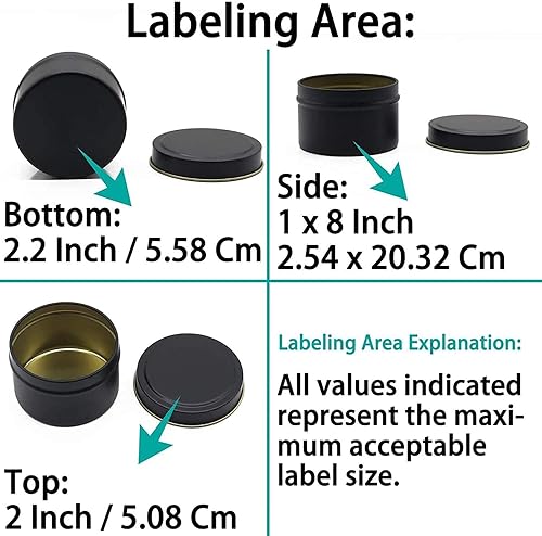 Miniatura 4 de NRANSON - Tarros de vela con tapas para fabricación de velas, 48 unidades de latas de metal vacías, recipientes de vela para hacer velas, artes y