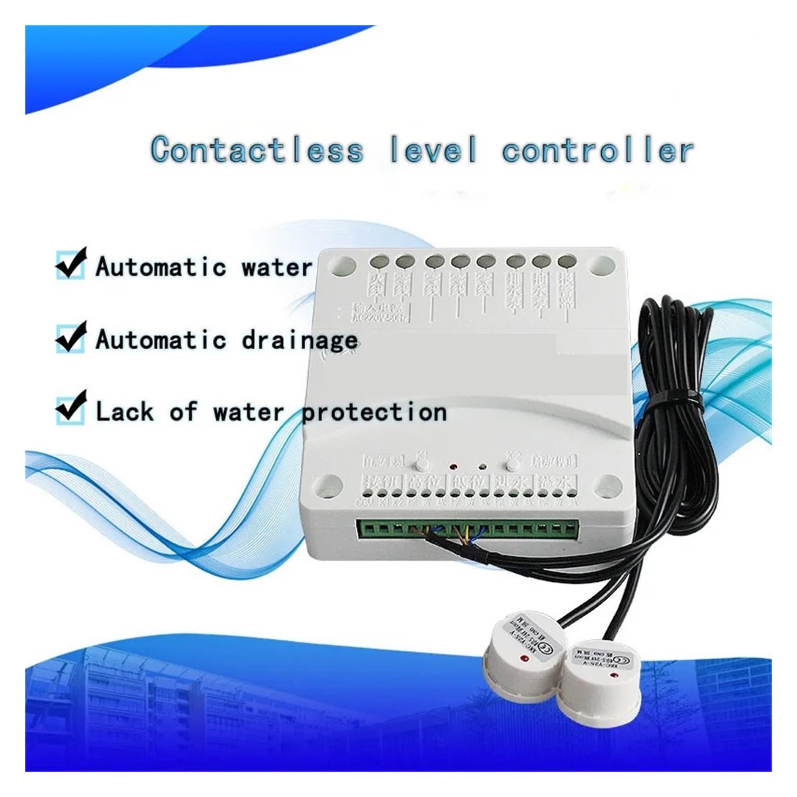 Capteur de Niveau d'eau Contrôleur de niveau d'alimentation et de drainage automatique en eau XKC-C382 Capteur de niveau d'eau Capteur de niveau sans contact Capteur de niveau d'eau(XKC-C382-3P Overfl