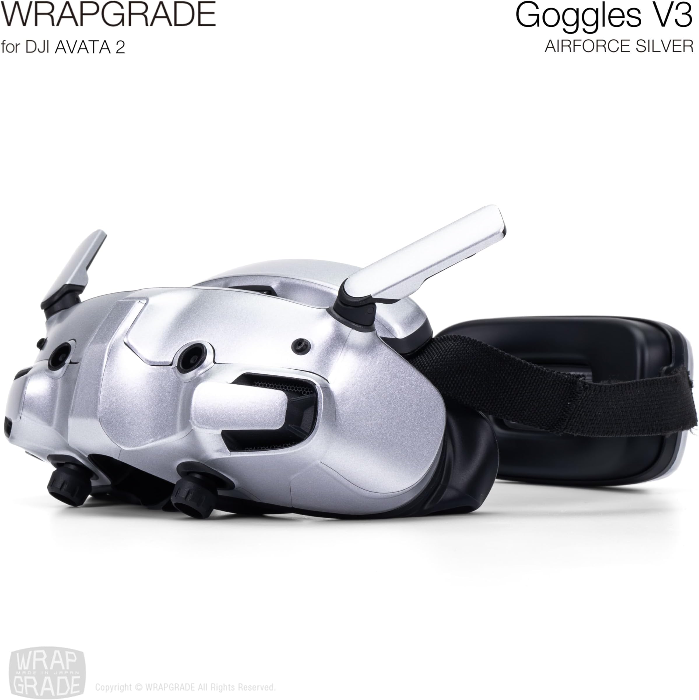 WRAPGRADE Skin Stickers Compatible with DJI Goggles 3 (Airforce Silver)