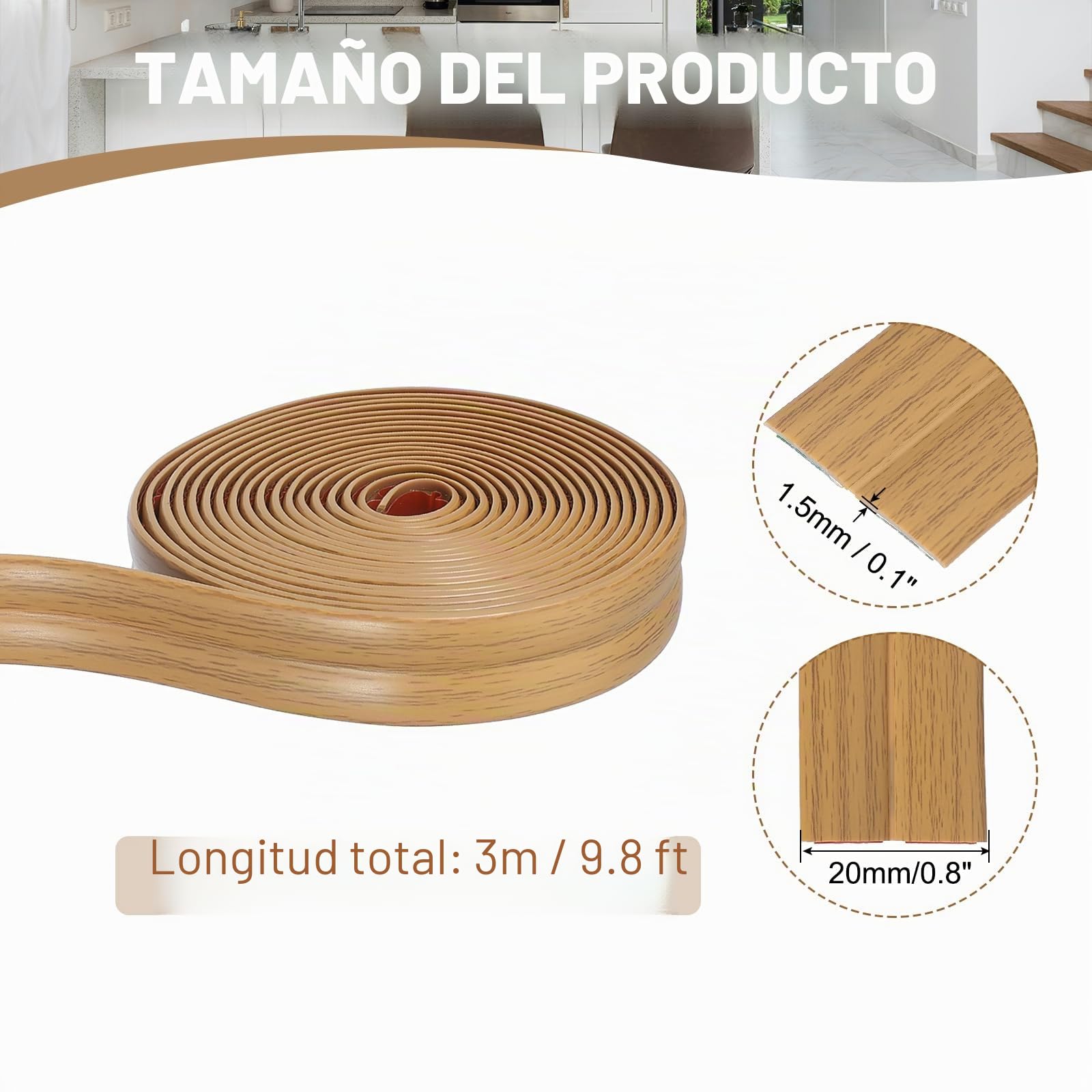 PATIKIL Protector De Esquina De Pared 2 cm x 3 Metros, Protector De Borde Autoadhesivo Para Esquinas De Pared Moldura Flexible Pegar Y Pelar Para Mostrador De Techo,Grano De Roble Amarillo