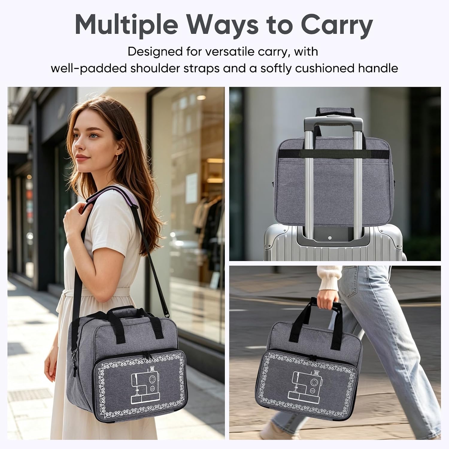 Universal Sewing Machine Carrying Case With Padded Handles/Grey(Bag Only)