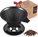Verser sur le café Dripper INSINTAR Filtre à café en acier inoxydable réutilisable sans papier Cafetière Strainer Single Cup Coffee Maker 1-4 Cup pour le camping, le voyage, le bureau et la maison (Titanium Iridescent)