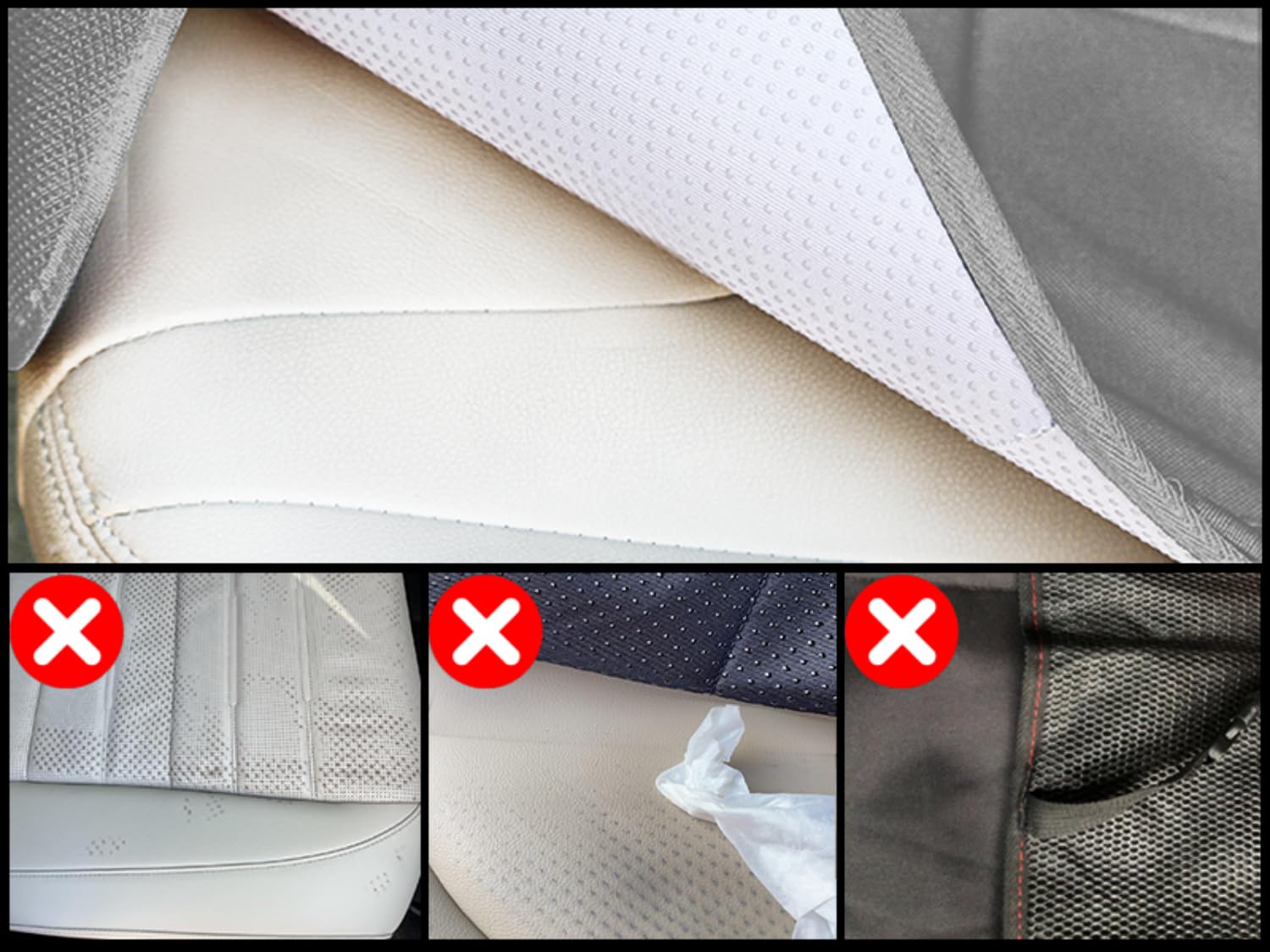 Meolsaek Protector de asiento de coche, parte trasera acolchada antideslizante que no deja huellas, protector de asiento de coche más grueso para asiento de coche infantil, paquete de 2 para SUV,