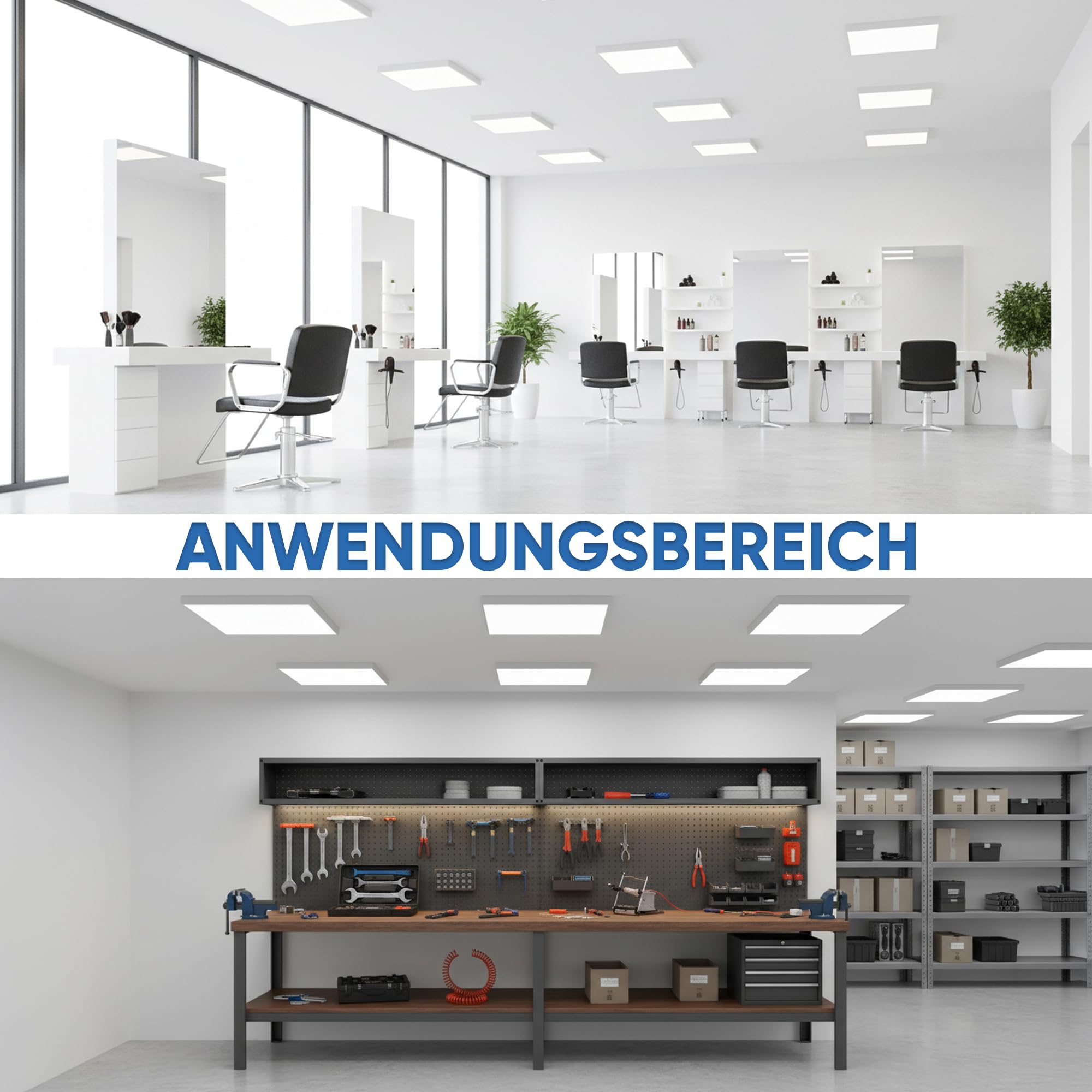 LECOM 6x LED Panel 62x62 Neutralweiß 4250lm 25W Energieeffizient Aufputz | Energieeffiziente, helle LED Deckenleuchte. LED Aufbaupanel mit Rahmen für glatte Decken in Büros, Kanzleien und Praxen.