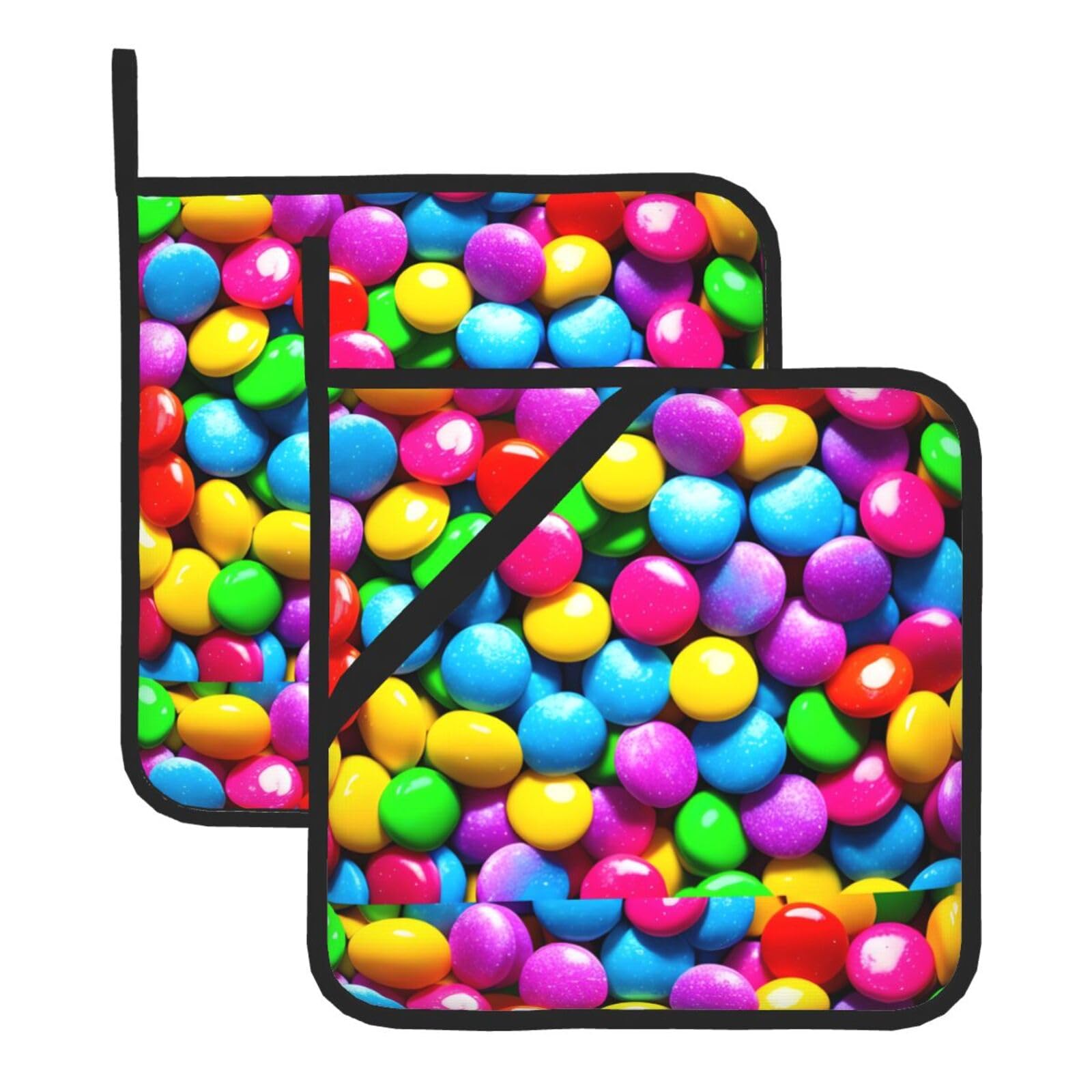 Square Heat-Insulating Pot mat WHJSSF Colorful Candy Pattern Anti-scalding and Heat-Insulating for Kitchen Cleaning and Outdoor Barbecue