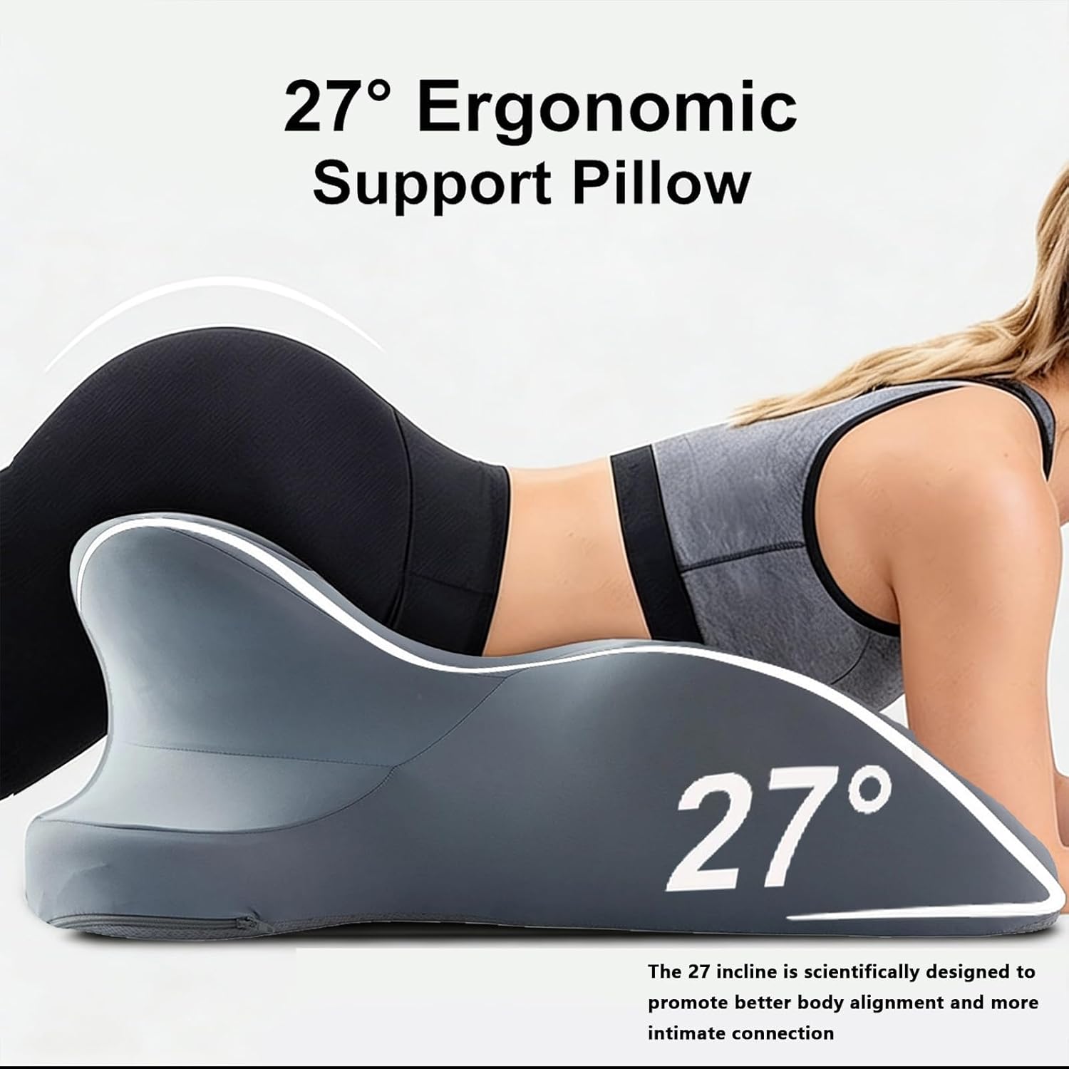 Memory Foam Wedge Pillow for Neck, Back, and Leg Pain Relief, 27° Adjustable Support, Multi-Position Design with Removable Cover for Reading and Massage