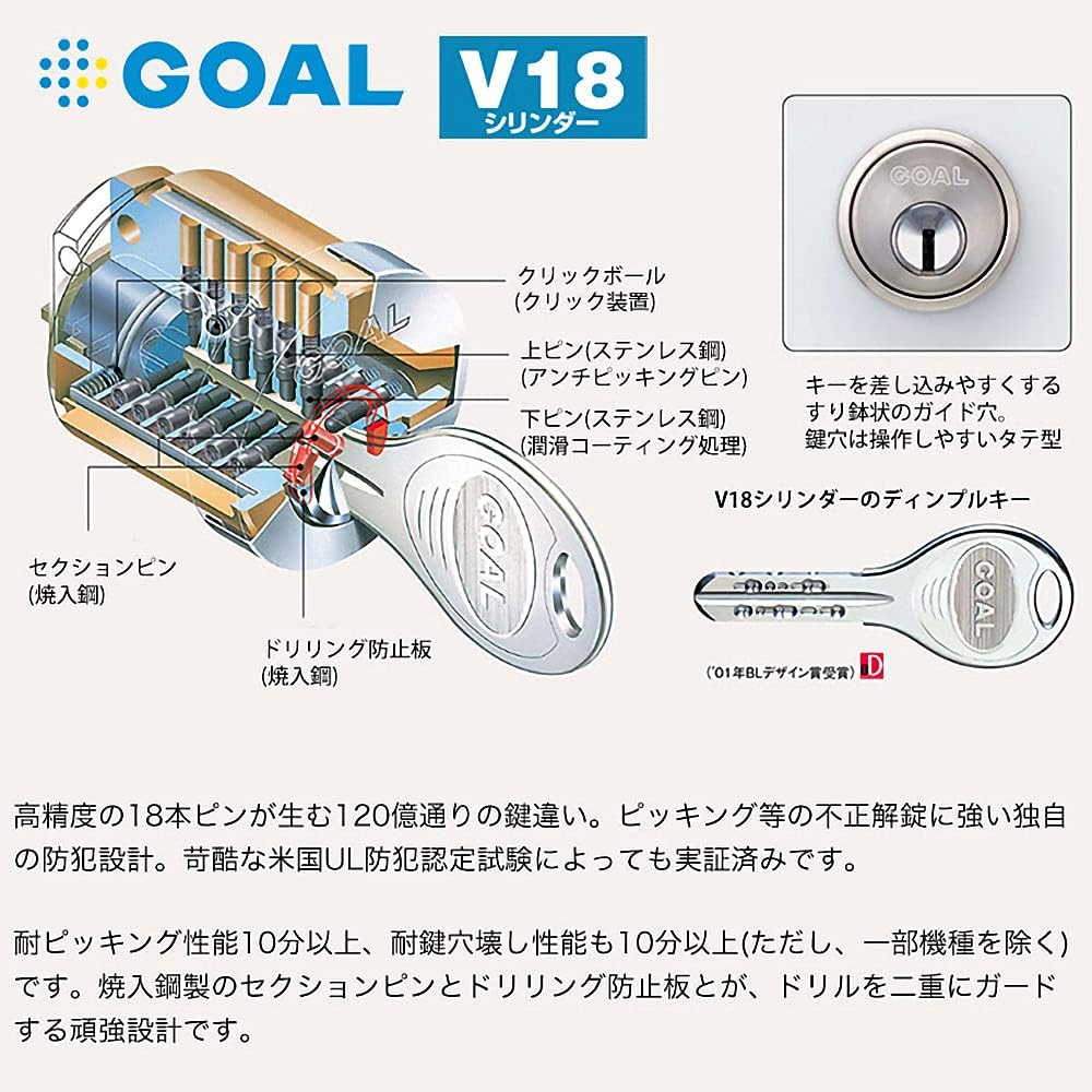 GOAL(ゴール)TX用 V18交換シリンダー ゴールドヘアライン(GCY-246) テールピース刻印40
