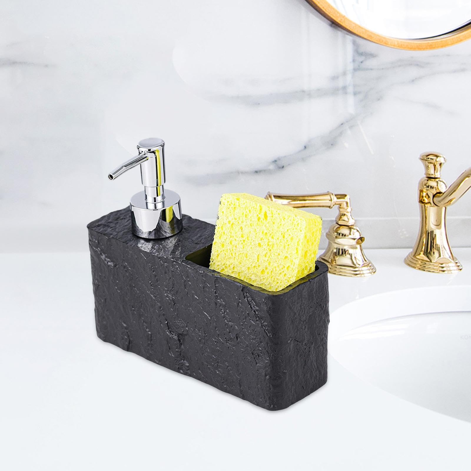 Accessori per Dispenser di Sapone con Scomparto Portaoggetti, Regali Durevoli, Supporto Organizer per Spugne E Spazzole per Piatti, Nero