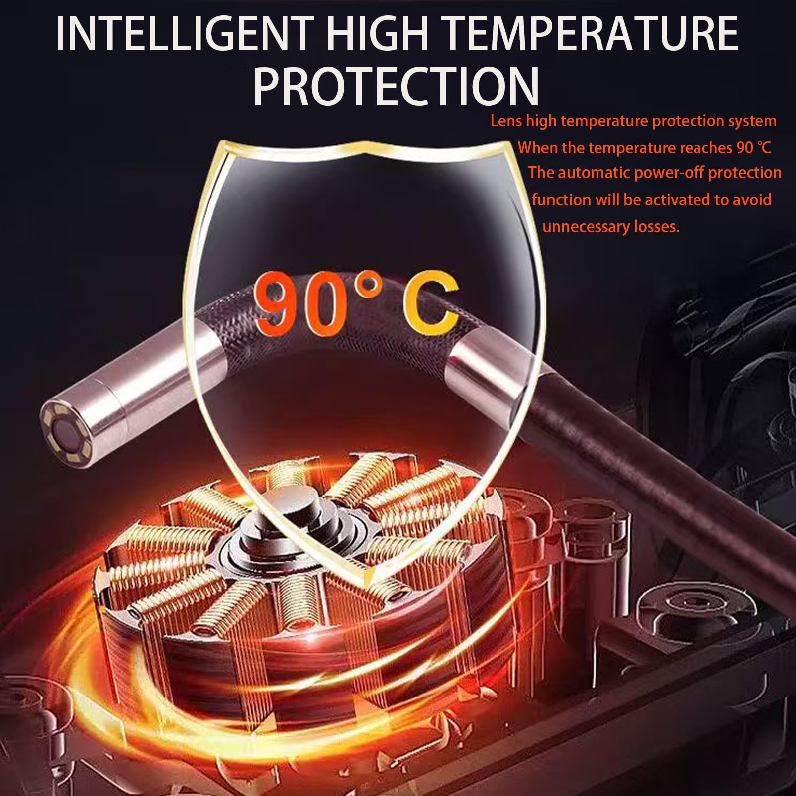 Cámara de inspección endoscópica de doble lente, cámara endoscópica articulada de 360°, endoscopio con luz, lente de 6 mm, sonda impermeable IP67, 6 LED, para HVAC, fontanería, automoción, eléctrico