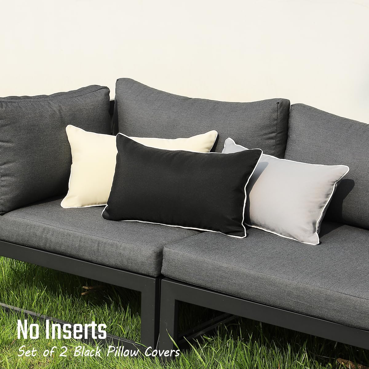 Juego de 2 fundas de almohada lumbares impermeables para exteriores, resistentes a la decoloración, 12 x 20 pulgadas, fundas decorativas de 12 x 20 pulgadas para muebles de patio de porche 5