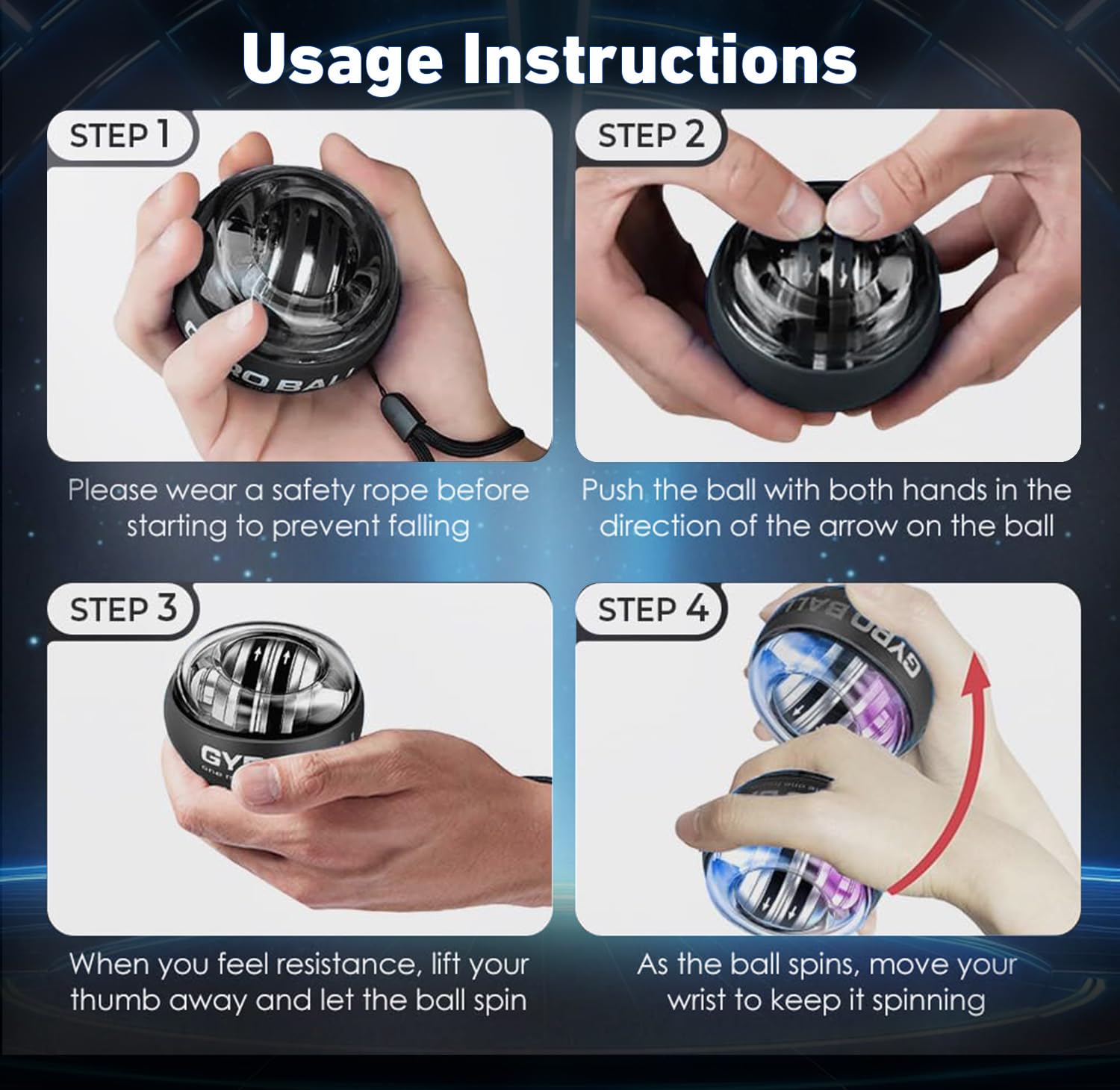 Photo 1 of JWKPA Torque Ball Hand Exerciser,Gyro Ball Hand Wrist Exerciser with Counter,Compact and Portable, Auto-Start Colorful Lighting,Designed for Fitness Enthusiasts and Office Workers(Black)