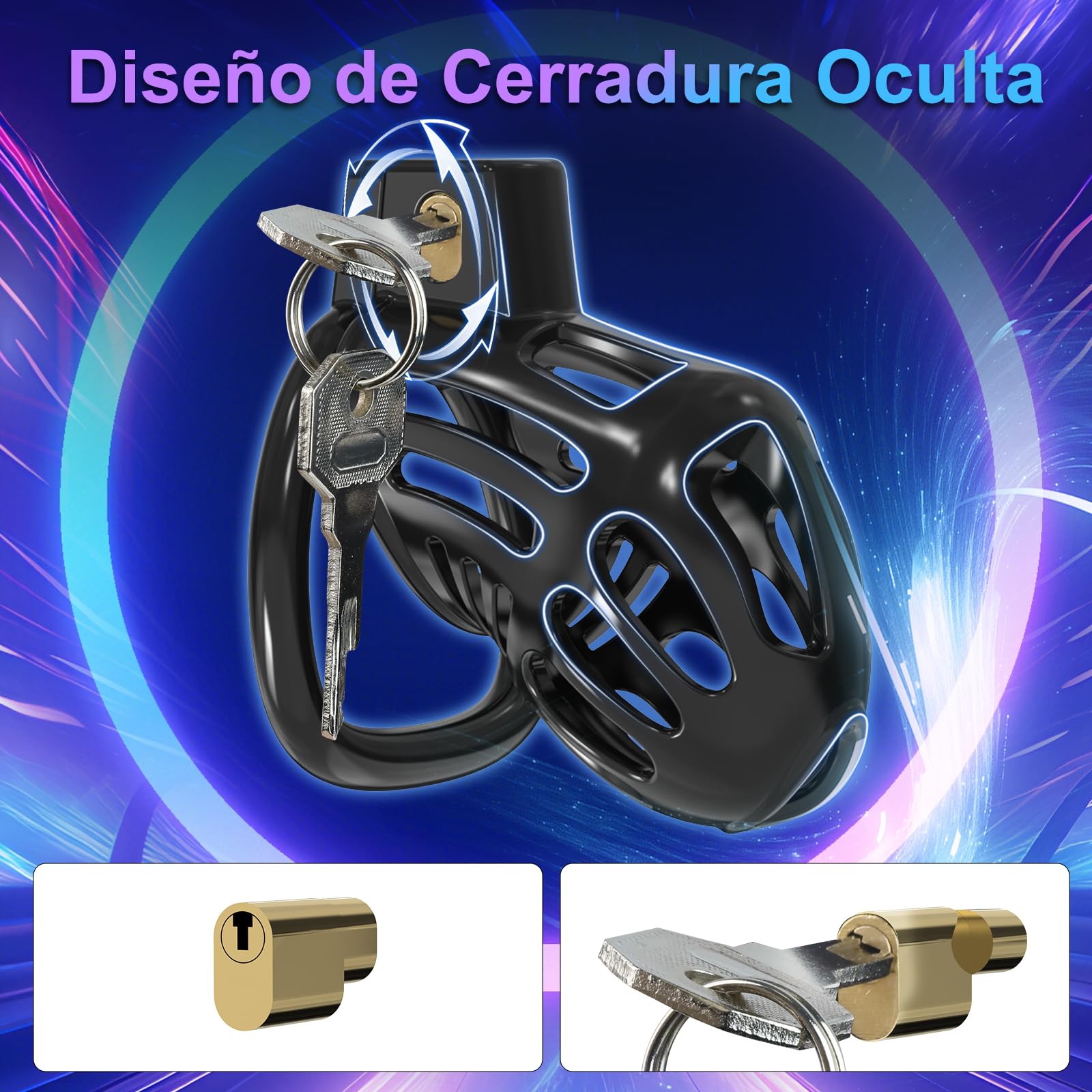 Jaulas de Pene Juguetes Sexuales Pareja - Jaula de Castidad para Pene Chastity Cage Hombre con 3 Anillos Pene Masculino Ereccion Extraíbles, Juguetes Eróticos para Pareja Sexuales SM Bondage Kit
