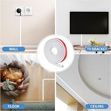 Cable Trunking White,3 Meter Half-Round Wire Covers for Cables