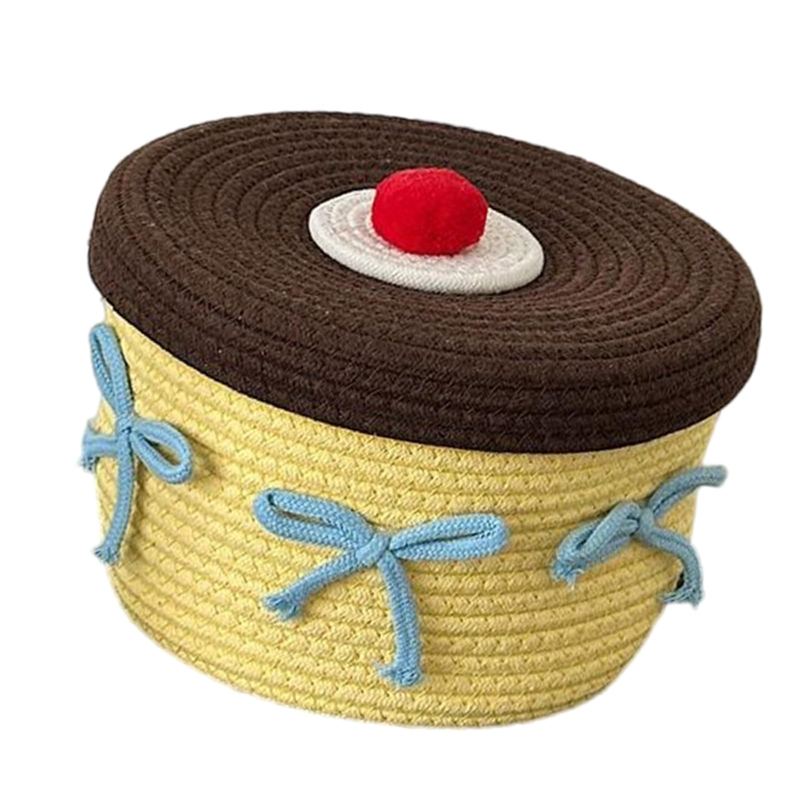 Yhplxyuus Handcraft Sturdy Cotton Storage Basket Home Accessory Portable for Desk and Coffee Supplies Table Organization Handwoven Storage Basket