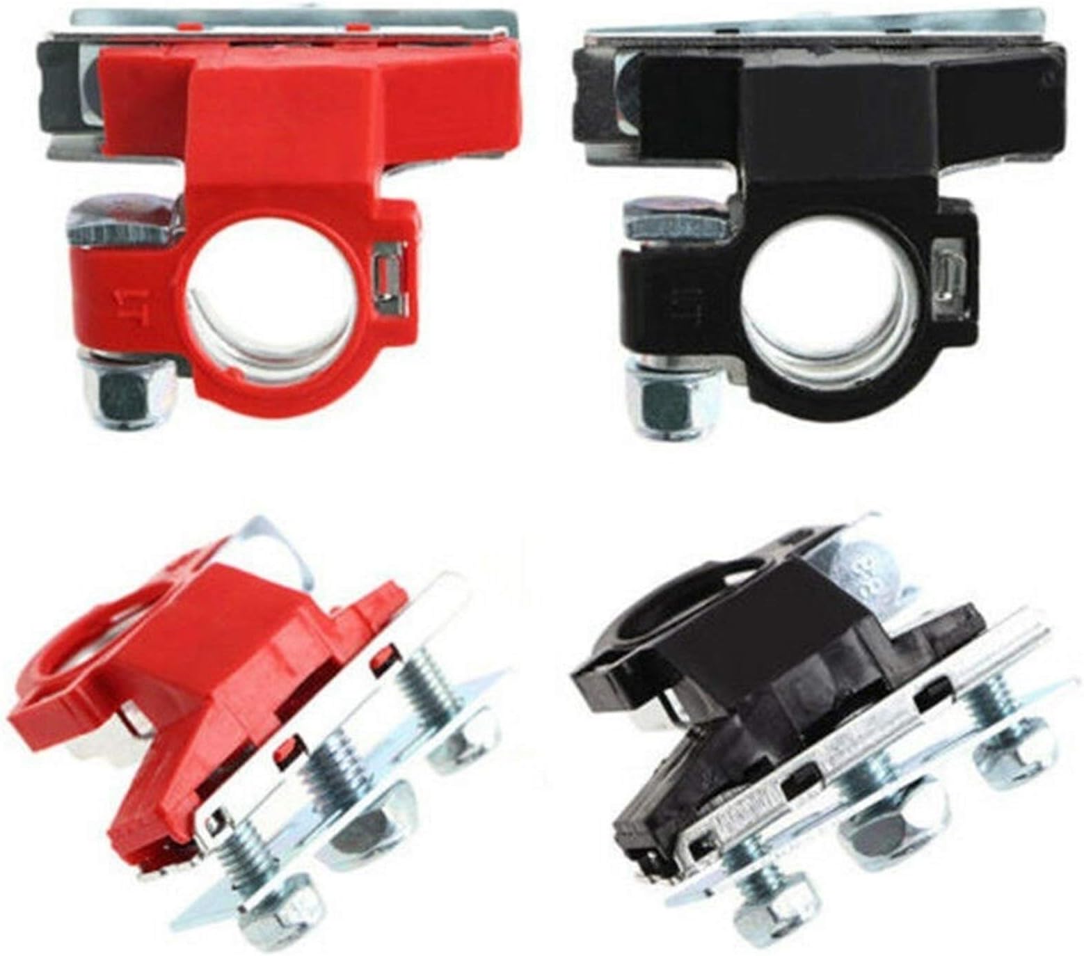 MoGeLie Car Battery Clamps 2 Car Battery Terminal Connector Top Post Positive Negative Heavy Duty Universal For cars (Color : As show)