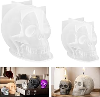 3D Large Skull Silicone Mold Candle, Epoxy Resin Molds Silicone Skeleton Candle Shapes Halloween Skull Moulds Ornaments Fondant