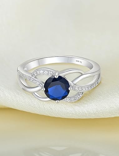 Miniatura 5 de YL Anillos de nudo celta de plata de ley 925, anillo trenzado con circonita cúbica infinito para mujer