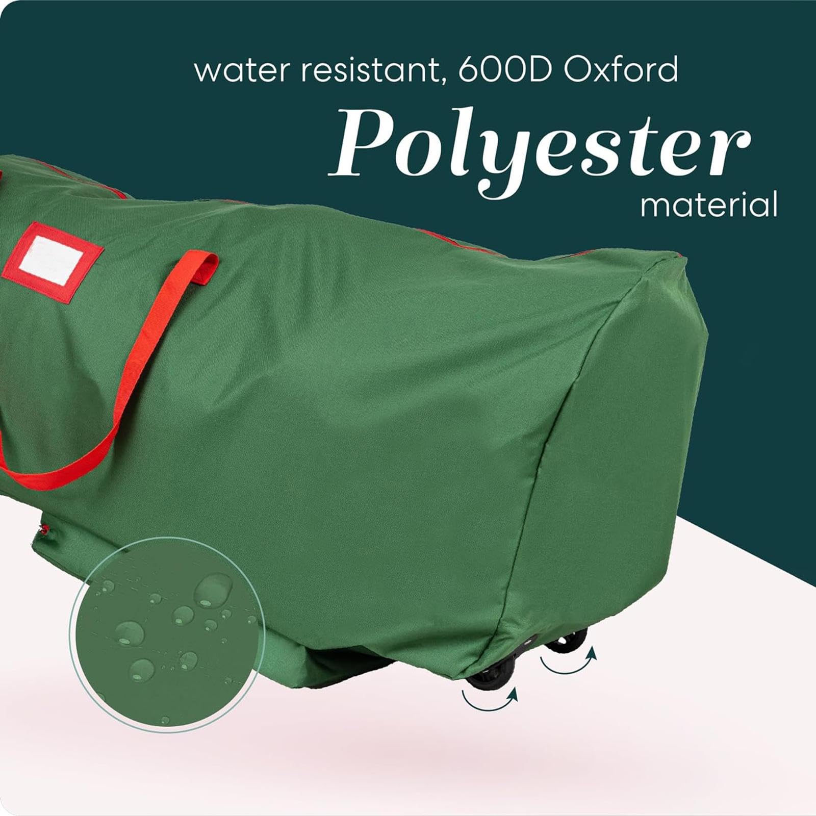 Sac de Rangement pour Sapin de Noël, Sac de Décoration pour Sapin de Noël avec Roulettes et Fermetures éclair, pour Déplacer Les Ornements de Noël, Po, Vert