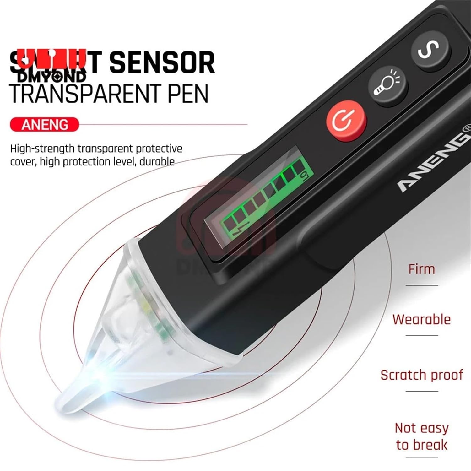 VC1010 Voltage Detector Smart Non-Contact Voltage Tester Pen Meter 12-1000V Current Electric Sensor Test Pencil Voltage Indicato(Black)