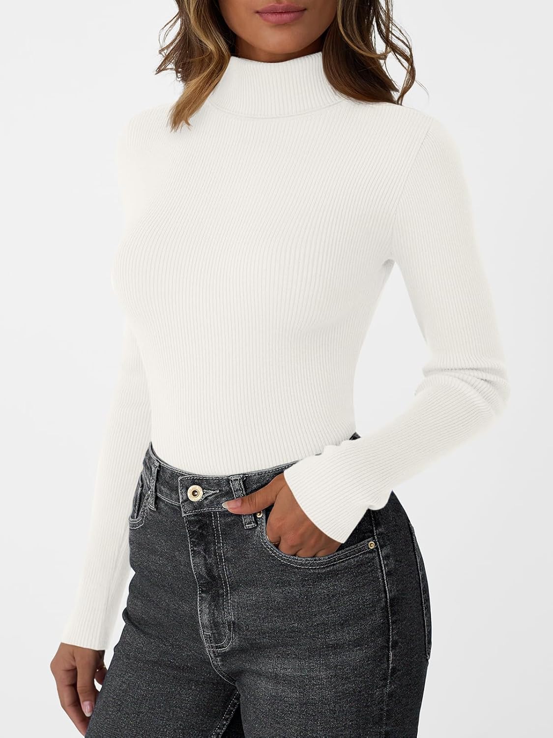 LILLUSORY Womens Turtleneck Ribbed Sweaters Pullover Tops Long Sleeve Winter Clothes 2025 - Image 4