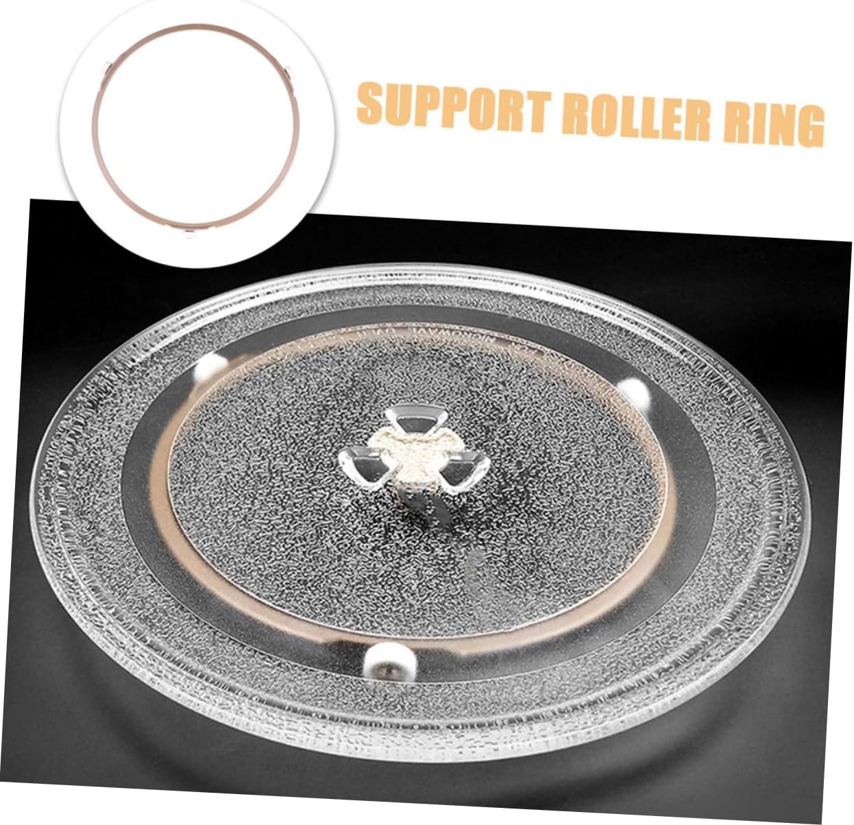 Microwave Turntable Roller Ring 2-Pack 7.44 Inch Glass Plate Support Bracket for Even Heating Replacement Part for Microwave Oven Rotating Tray