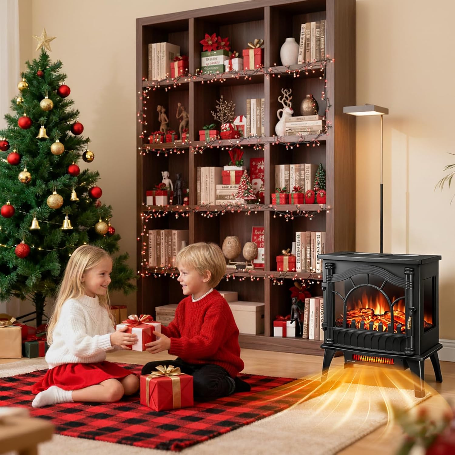 ZAFRO 23 inch Freestanding Electric Fireplace Stove | Thermostat Control, Low Noise, 5100 BTU, Overheat Protection, for Indoor Use