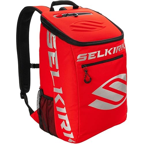 Selkirk 2023 Team Backpack | Medium Pickleball Bag For Men & Women | Made using +V9 Polyfiber material | Holds Pickleball Paddles, Tennis, Badminton Squash Racquets, Balls & Accessories |Red|