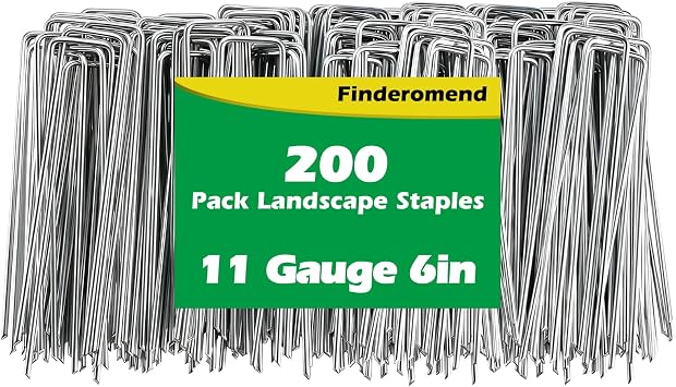 Landscape Staples,11 Gauge 6" Galvanized Steel Garden Staples,Landscape Pins Turf Staples for Securing Weed Barrier Fabric Artificial Grass 500, 6"x1.2"