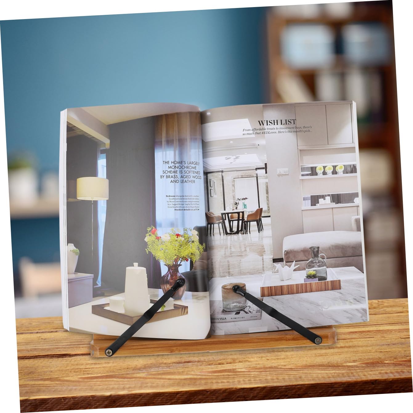 Leggio Libri da Scrivania in Bambù 1 Pezzo, Semplice | Colore Khaki, Design Creativo e Semplice, Uso Multifunzione per Biblioteche e Home Office