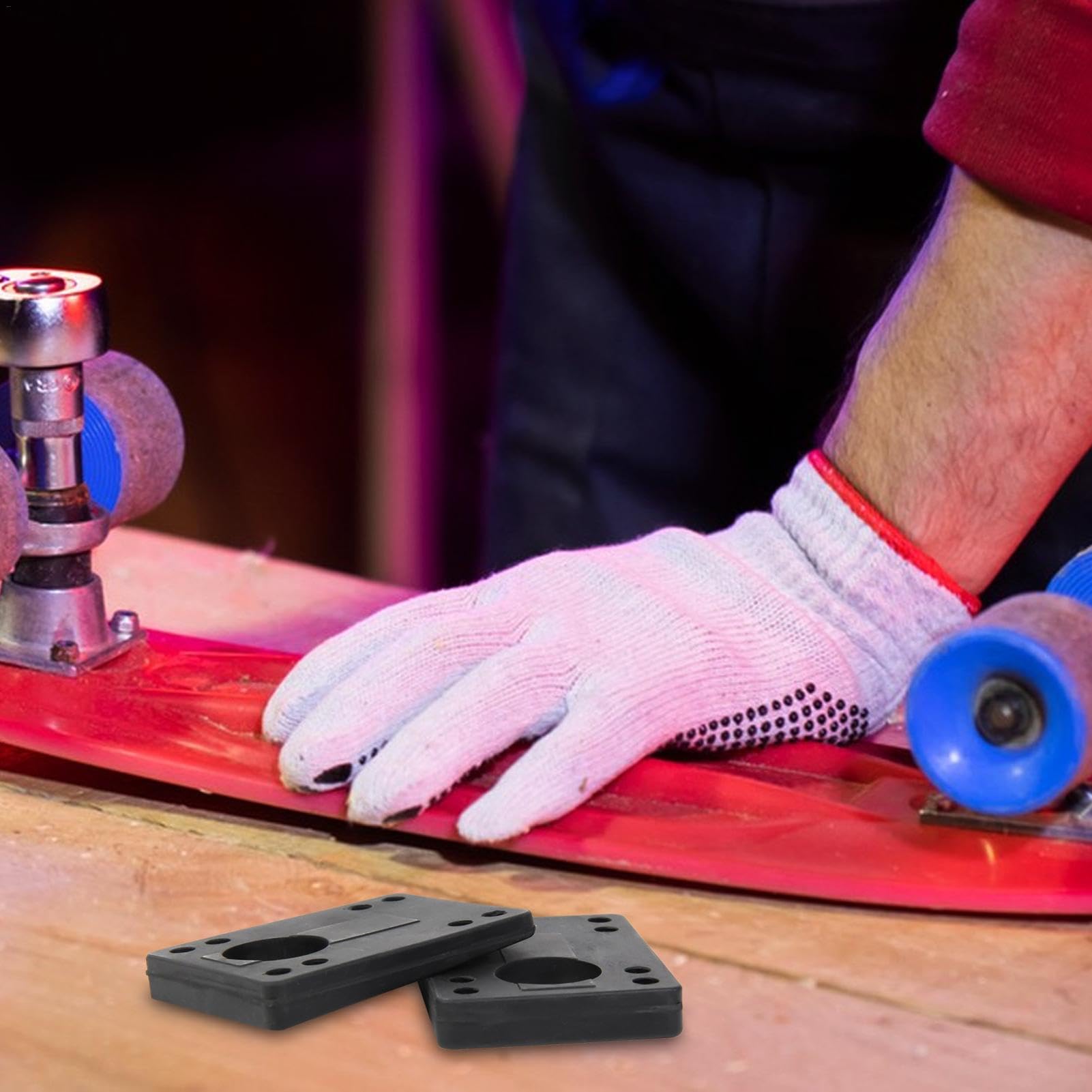 Générique Skateboard Shock Pads, Angle Wedge Riser Pads. Rubber Skateboard Pads. Wheelbite Prevention Pads. Shock Absorbers. Skateboard Riser Pads Soft Rubber 72x52mm/2.83 X 2.05inch