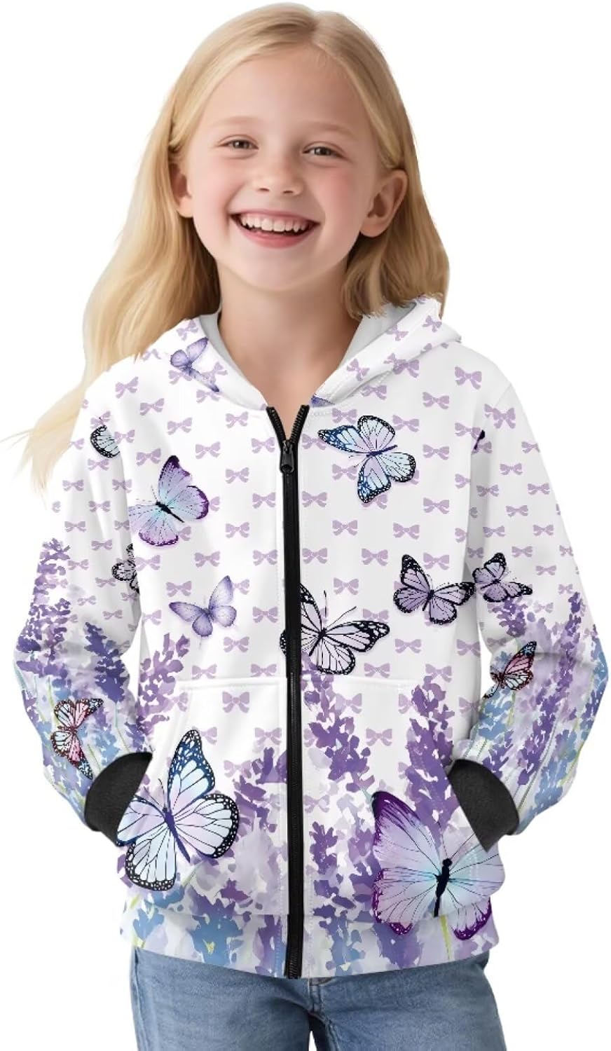 Girls Hooded Sweatshirt Zip-Up Fleece Hoodie Winter Fall Sweatshirts Jackets with Kangaroo Pocket