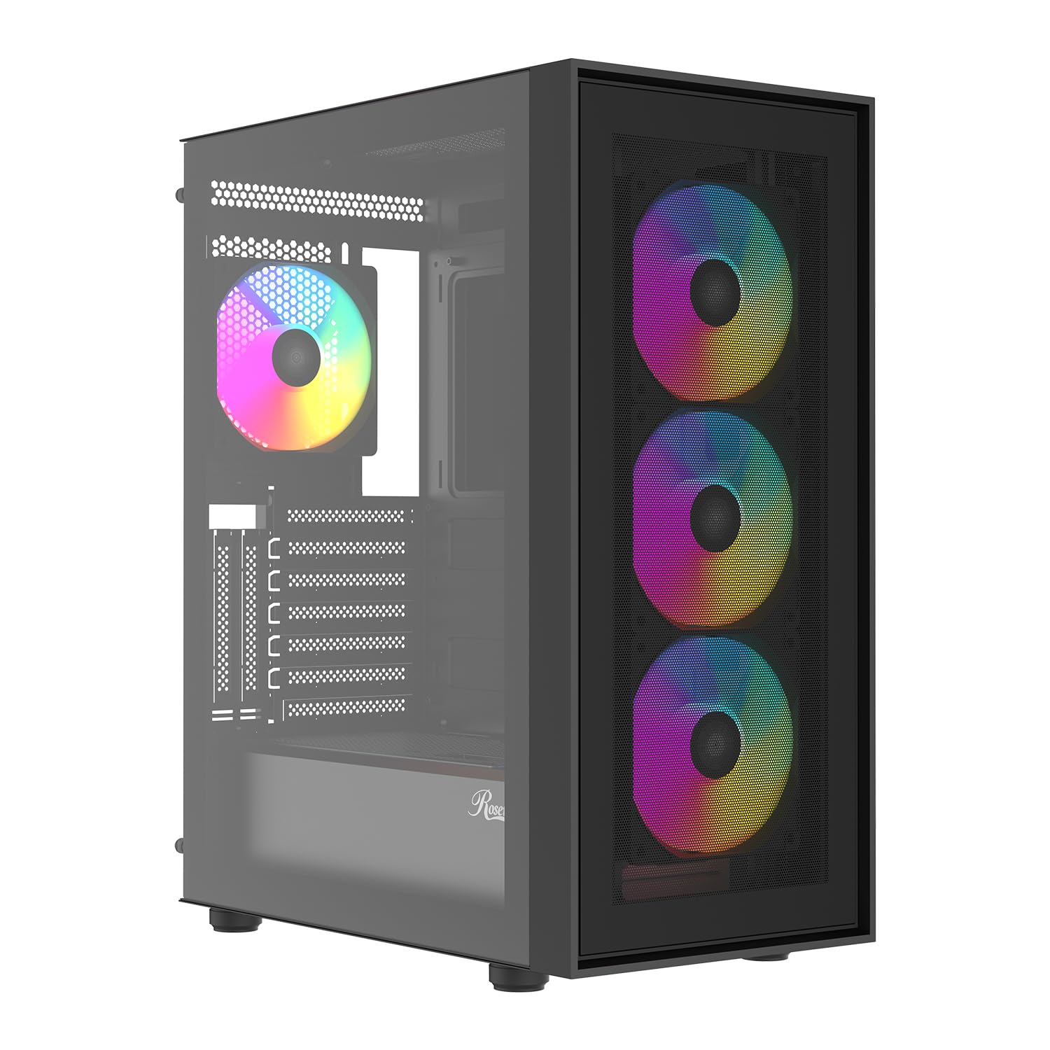 Rosewill ATX Computer Gaming PC Case Mid Tower with 4 ARGB Fans Pre-Installed, Tempered Glass Transparent Side Panel, USB3.0, Support Vertical GPU