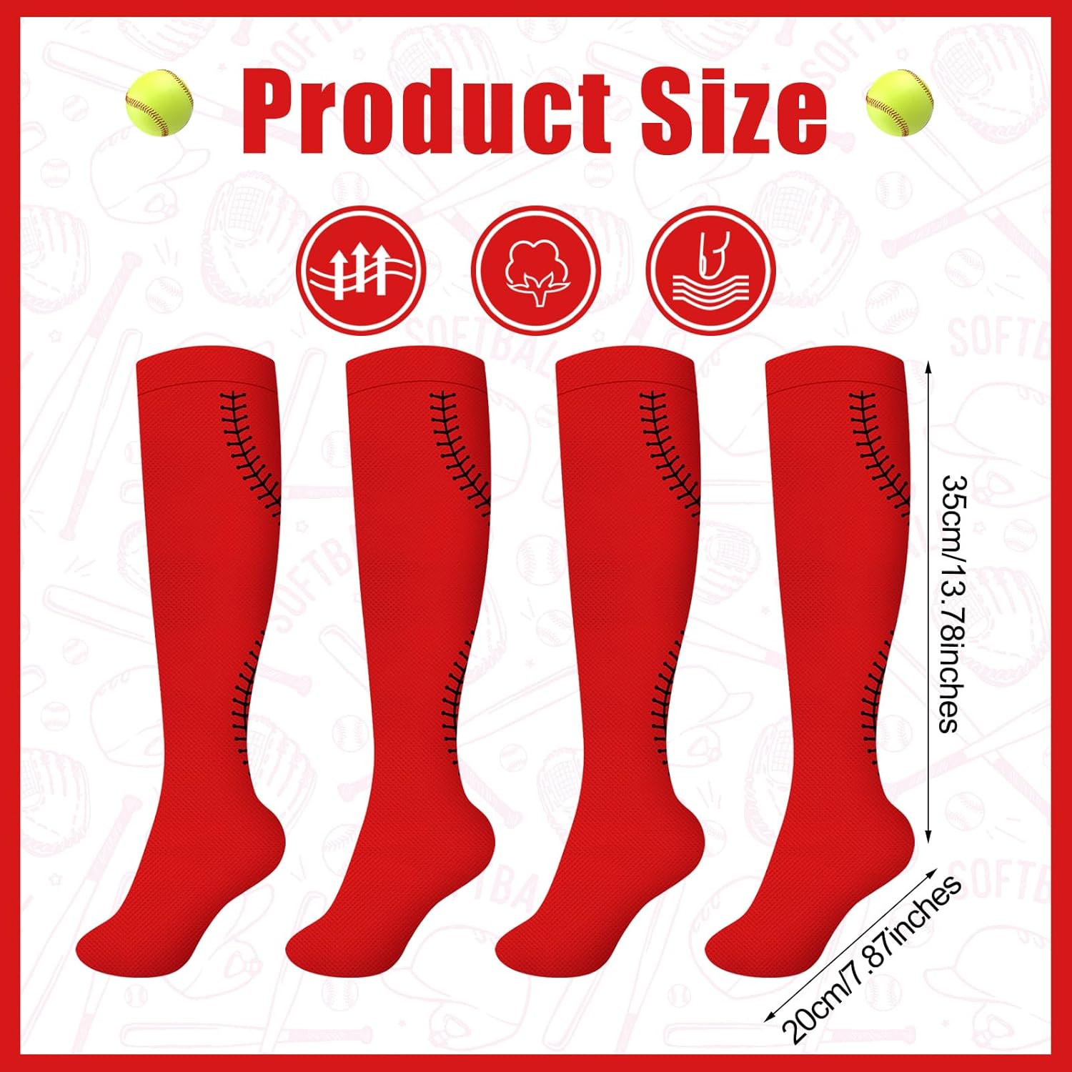 Xtinmee 6 Pairs Girl Softball Socks Youth Neon Sport Baseball Socks Sock Gifts for Girls Team Stuff - Image 2