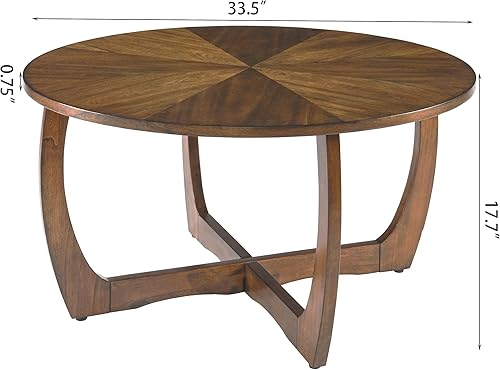 Miniatura 2 de PADMA HOUSE Mesa de centro redonda de madera con patas curvas, mesa de cóctel de granja para sala de estar, mesa central de madera de círculo