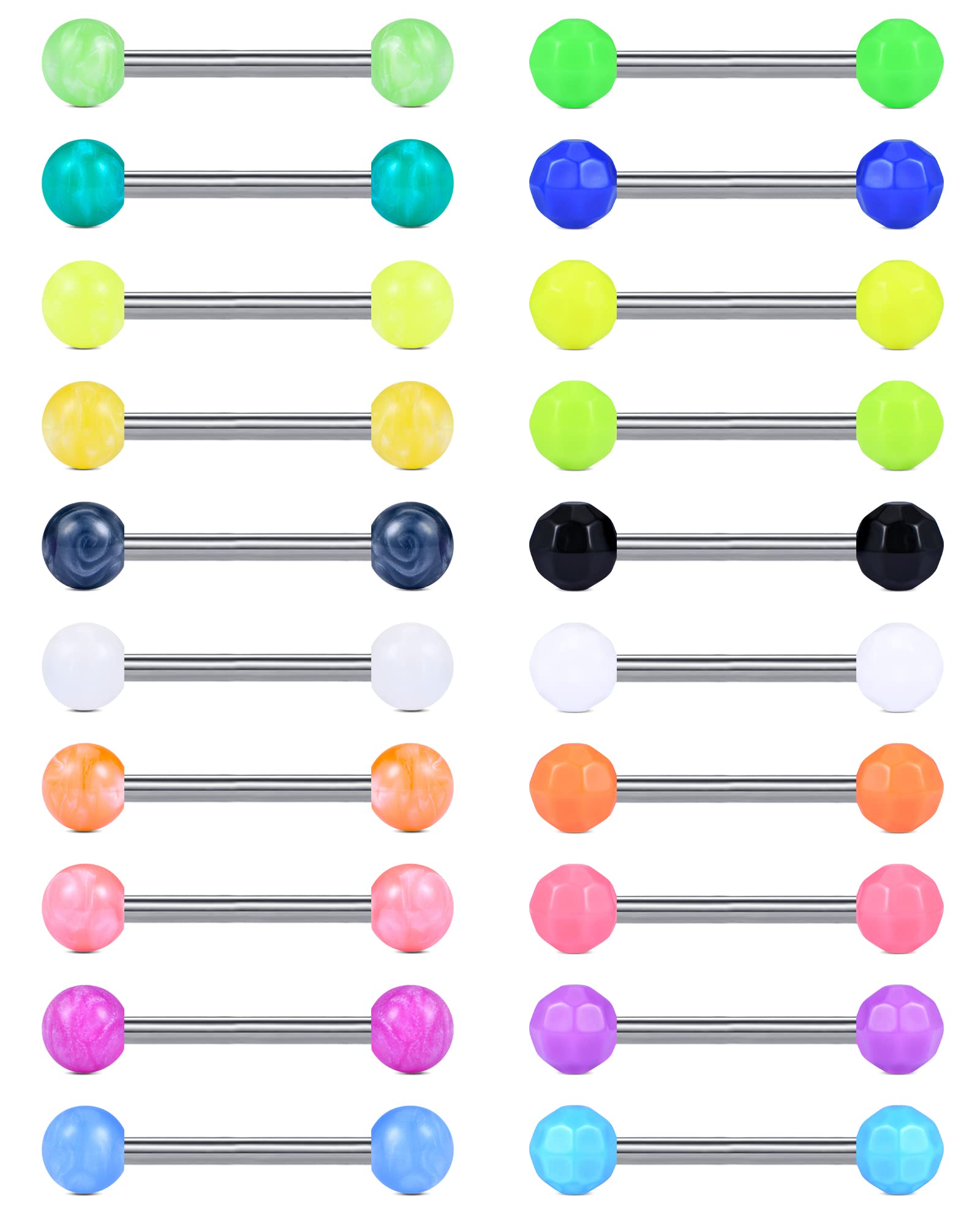 Funseedrr20pcs Piercing Lengua Pezón Anillo Acero Quirúrgico 14G 14mm 16mm Recto Barra Lengua Pezón Piercing Joyas