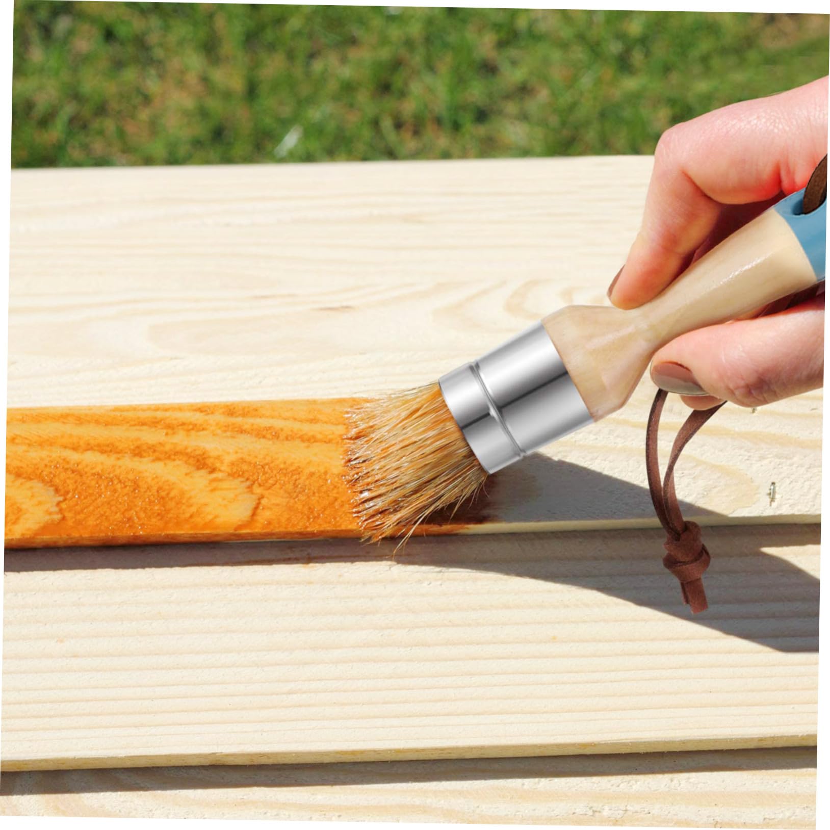 Homoyoyo Pennelli per Pittura e Cera 4 Pezzi Manico in Legno, Setole Naturali, Strumento per Tinta e Decorazione Casa