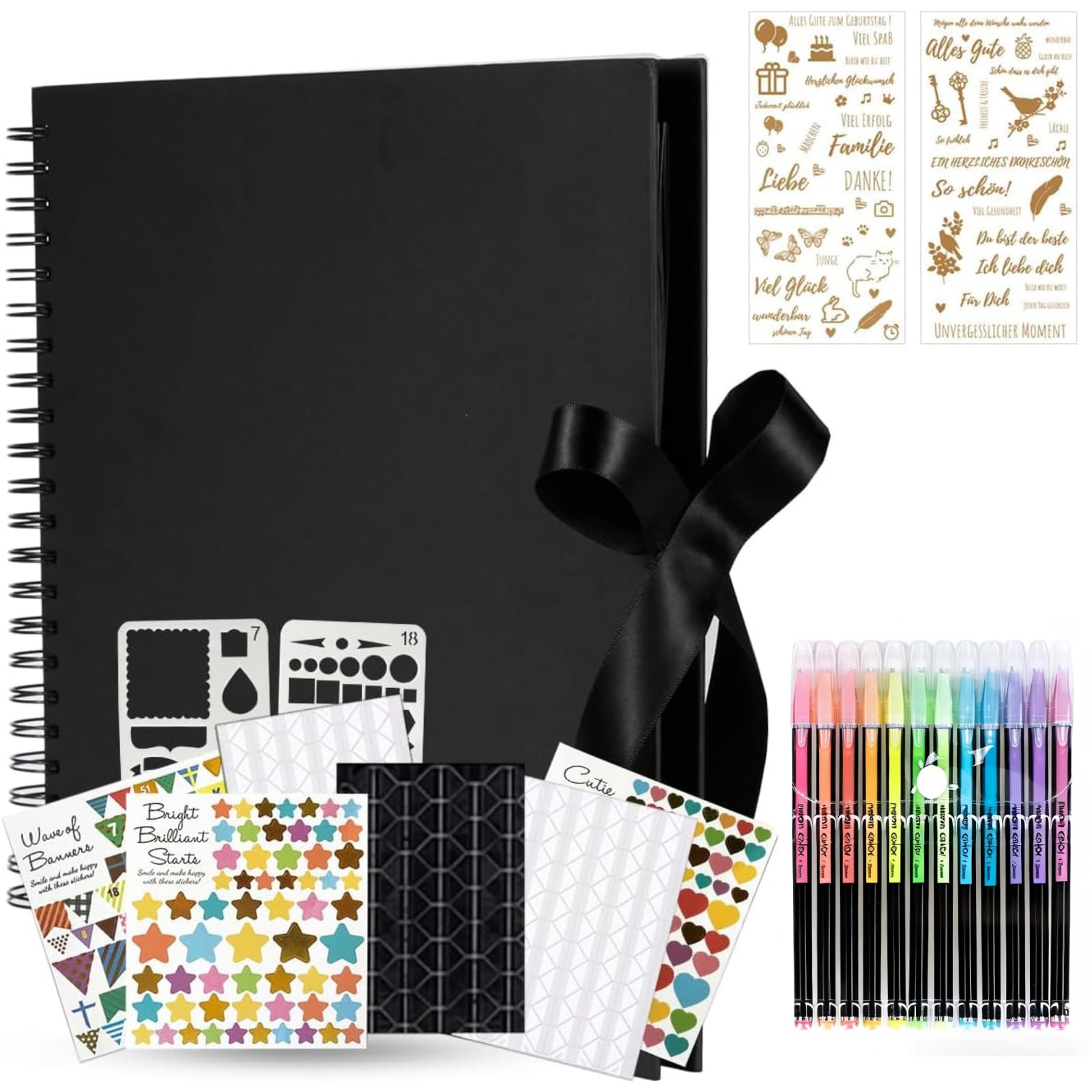 KASZOO 31x31cm Fotoalbum zum Selbstgestalten, DIY 80 Schwarze Seiten, Kann als Abschluss Geschenk, Geburtstagsgeschenk, Hochzeitstagsgeschenk