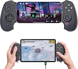 S9 Full-Size Gaming Phone Controller for iPhone 15/16, iPad Mini 6/7, Android Tablet, Bluetooth＆Type-C Mobile Gamepad with...