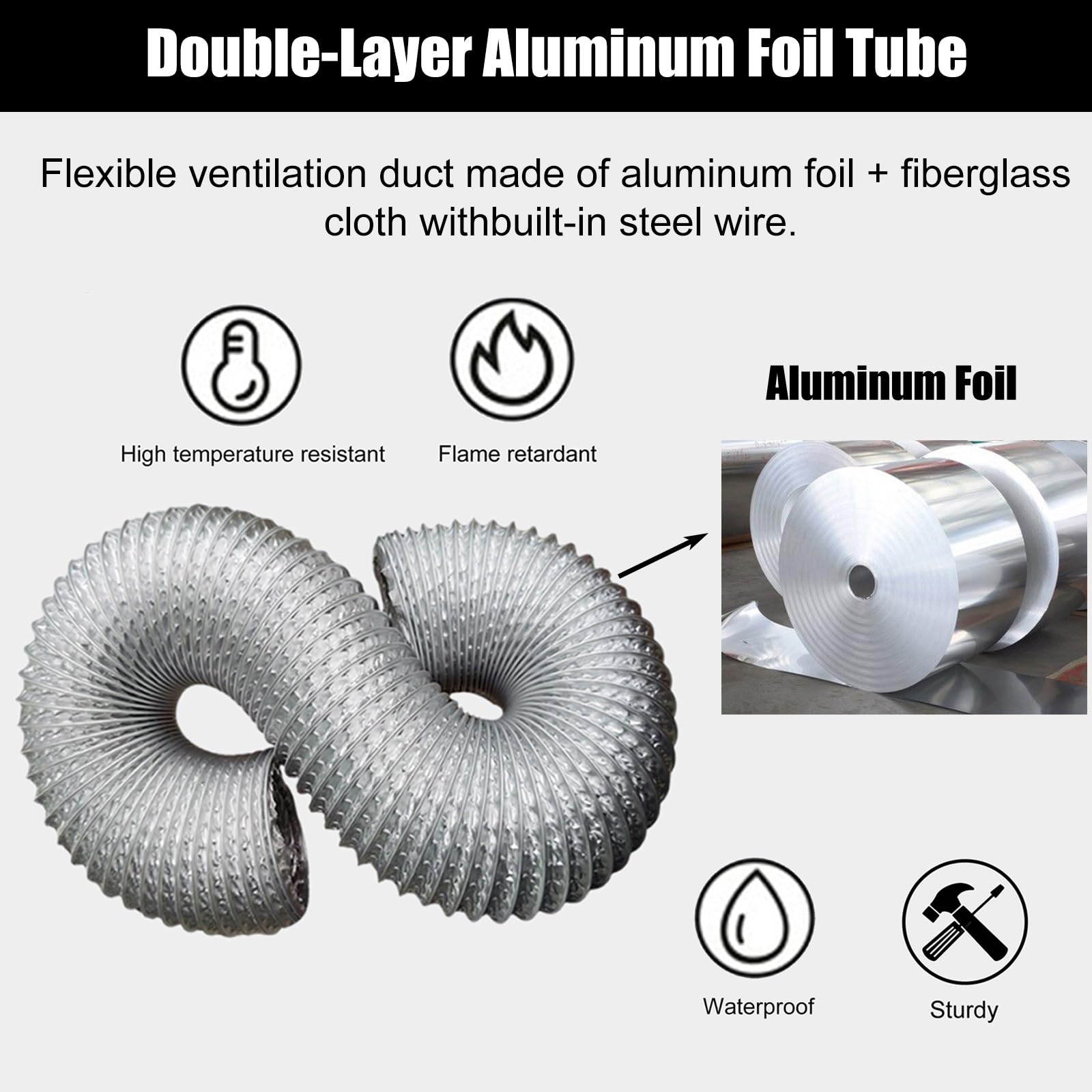 Tubo flexible de ventilación flexible de 32 pies para equipos AV, habitaciones, armarios y ático, manguera de conducto portátil con abrazaderas, 17 3/4 pulgadas de diámetro