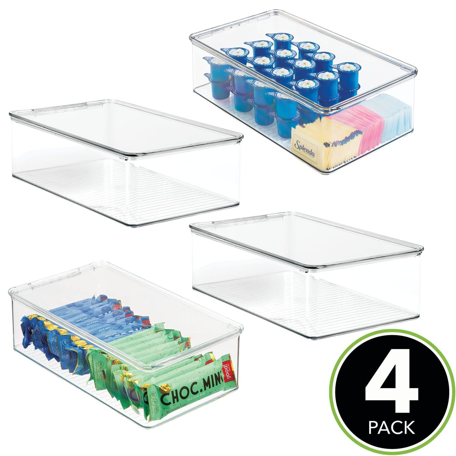 mDesign 4er-Set Kühlschrankbox – Kühlschrank Vorratsdose mit Deckel – lebensmittelechte Aufbewahrungsbox aus Kunststoff für Küche und Speisekammer – durchsichtig