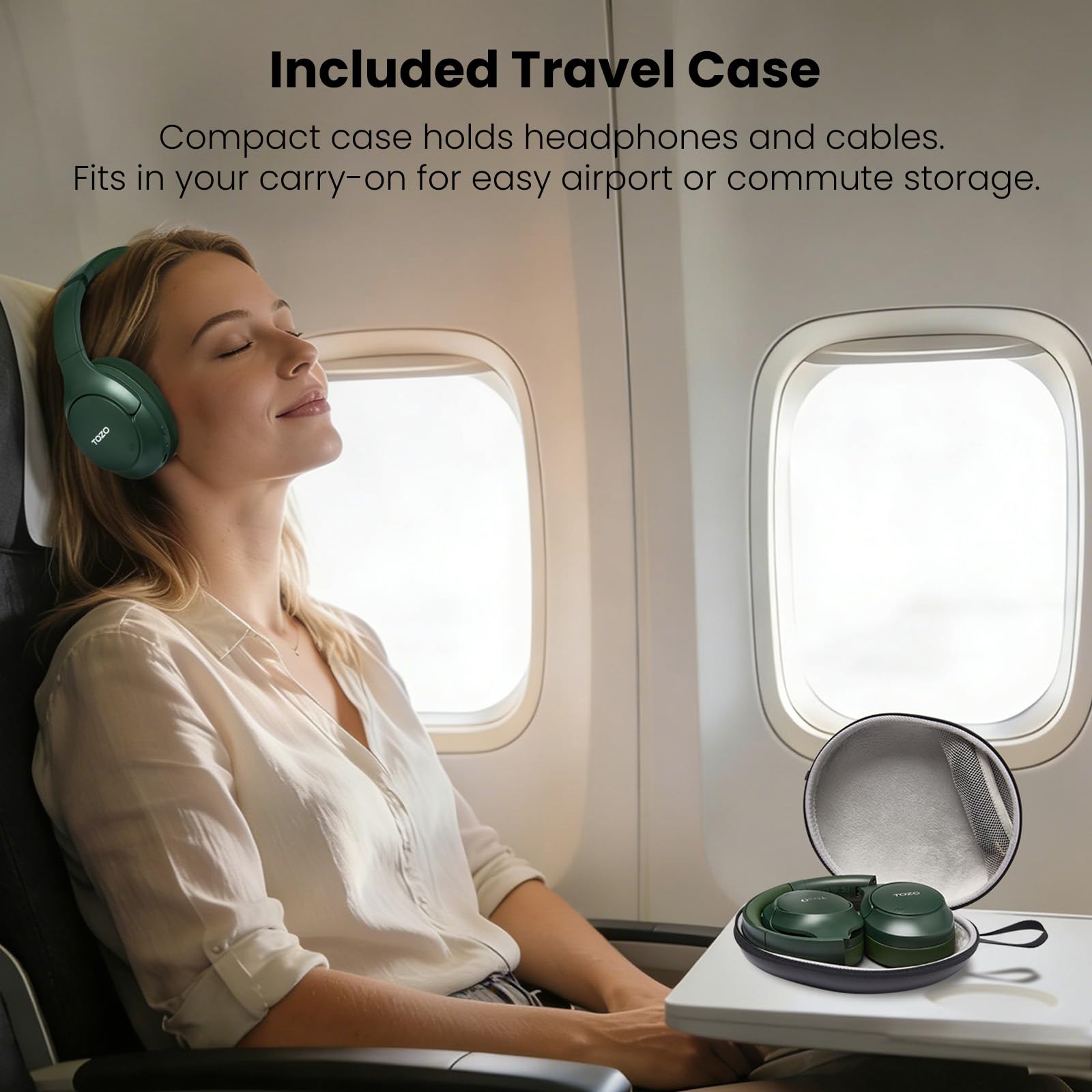 TOZO HT3 Hybrid Noise Cancelling Wireless Headphones, 90H Over Ear Headset view 9