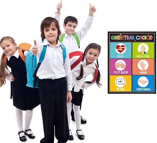 Miniatura 5 de Greeting Choice - Póster de reglas para el aula, decoración de aula de regreso a clases, 11 x 14 pulgadas, para preescolar, secundaria, escuela
