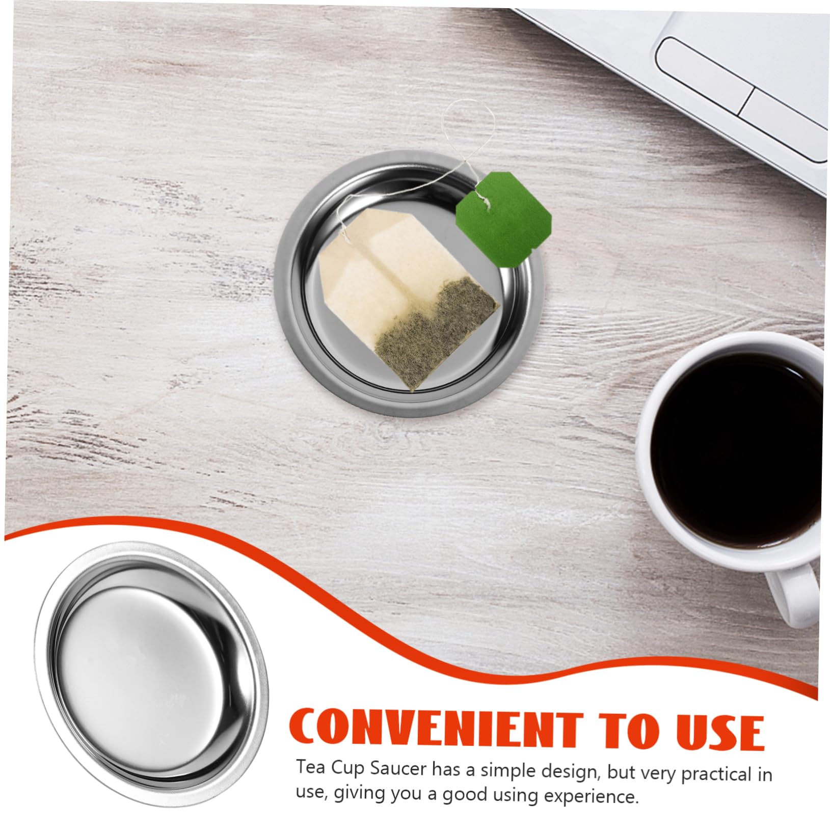 Ciieeo Stainless Steel Tea Bag Storage Dish Round Decorative Saucer for Home Bar and Restaurant Use Lightweight Design present for Tea Lovers Tea Saucer