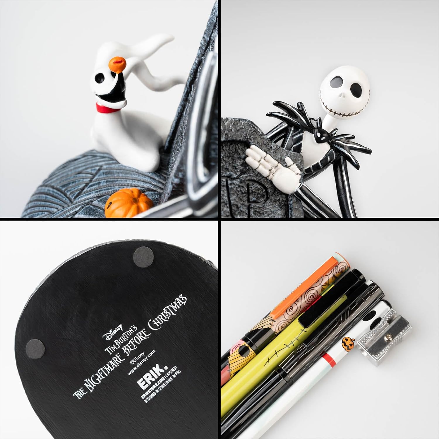 Grupo Erik Pen Holder For Desk & Stationery Set - Disney The Nightmare Before Christmas Gifts | Desk Accessories - Pencil Holder, 2 Pens, Pencil, Eraser, Sharpener | Disney Stationery