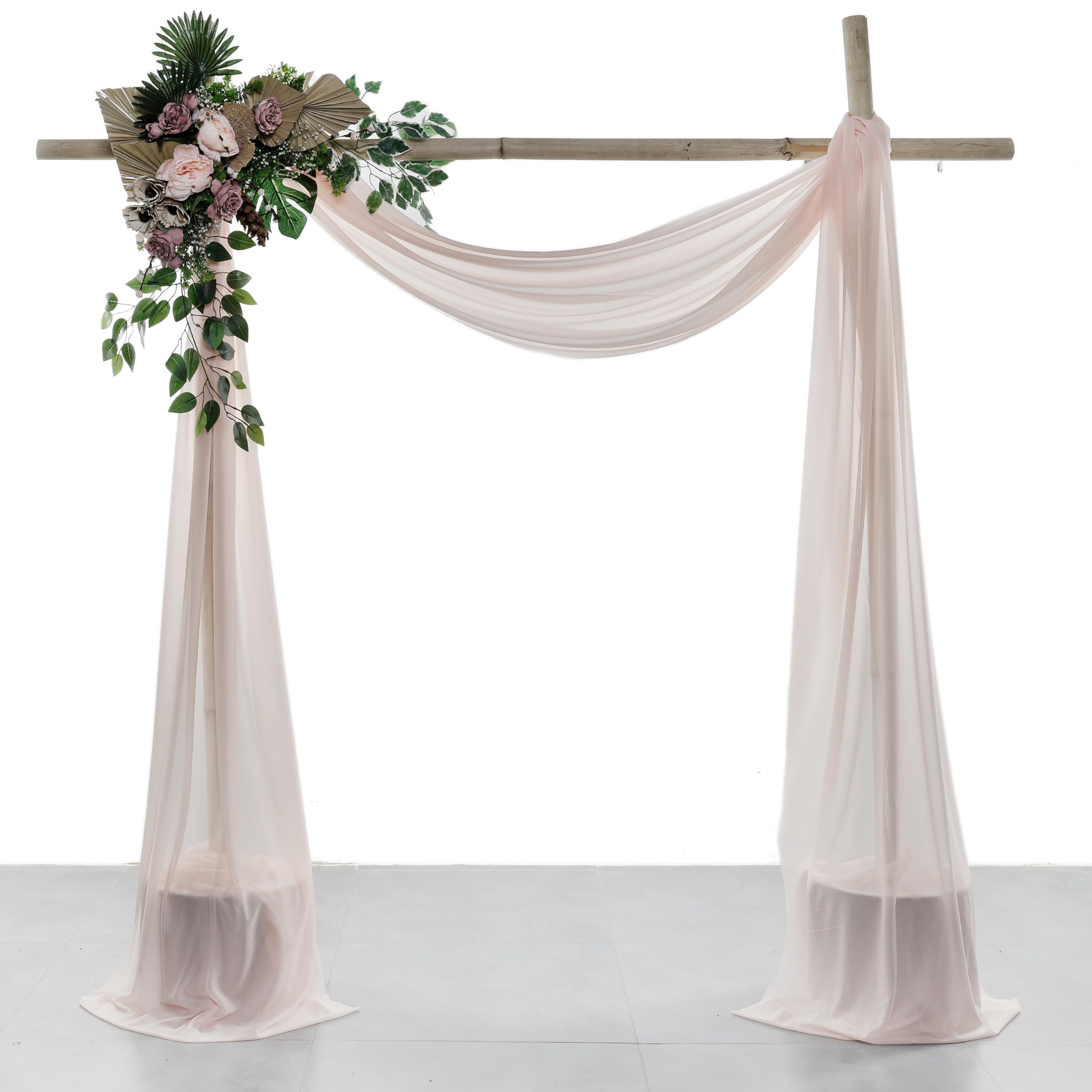 VDS Pack of 1 Panel (30 Inch X 100 Feet) Wedding Arch Draping Fabric Sheer Chiffon Fabric Drapery for Wedding Ceremony Reception Swag Backdrop Canopy Chuppah Arbo Altars Decoration (Nude)